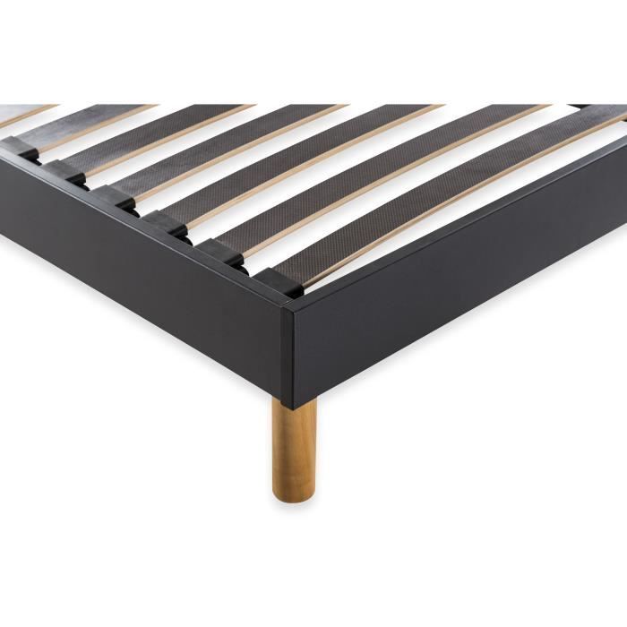 DEKO DREAM SOMKIT Sommier en Kit 140x190 cm - 20 lattes - Gris anthracite - RÈglable