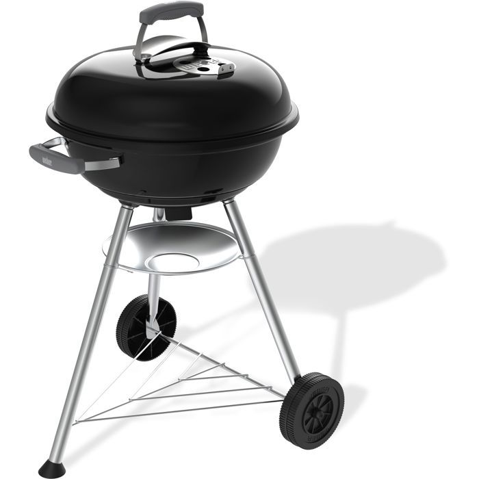 Barbecue a charbon - Weber - Compact Kettle - Ř47 cm - Acier émaillé - Clapet d'aération - 6 couverts - Noir