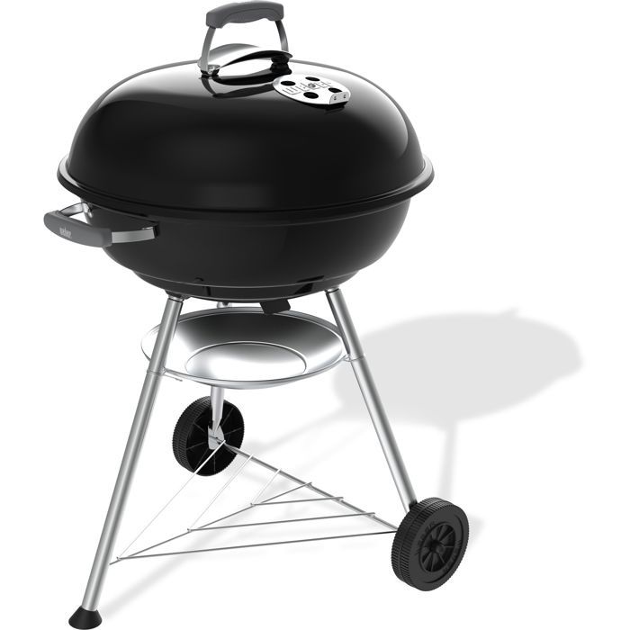Barbecue a charbon - Weber - Compact Kettle - Ø57 cm - Acier émaillé - Clapet d'aération - 9 couverts - Noir