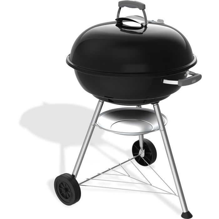 Barbecue a charbon - Weber - Compact Kettle - Ø57 cm - Acier émaillé - Clapet d'aération - 9 couverts - Noir