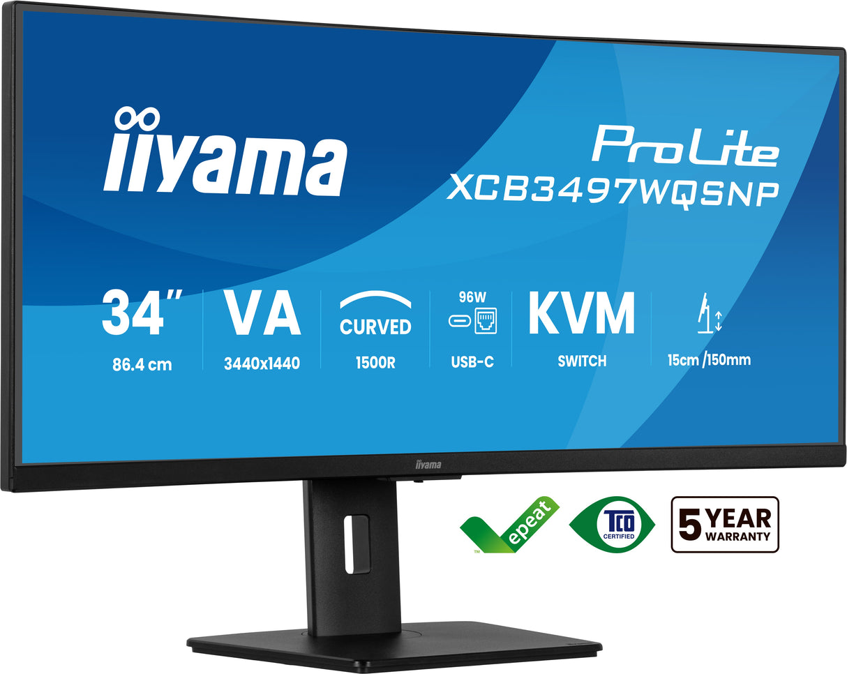Ecran incurvé 34" Iiyama ProLite XCB3497WQSNP-B1 UWQHD 120Hz (Noir)