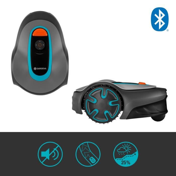 GARDENA Tondeuse robot SILENO minimo 250 – Connexion Bluetooth – Surface tonte max 250m˛ – Triple lames pivotantes (15201-26)