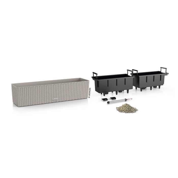 LECHUZA Jardiniere - Balconera cottage 80 - 79 x 19 x 19 cm - 12 L - Kit complet - Brun sable