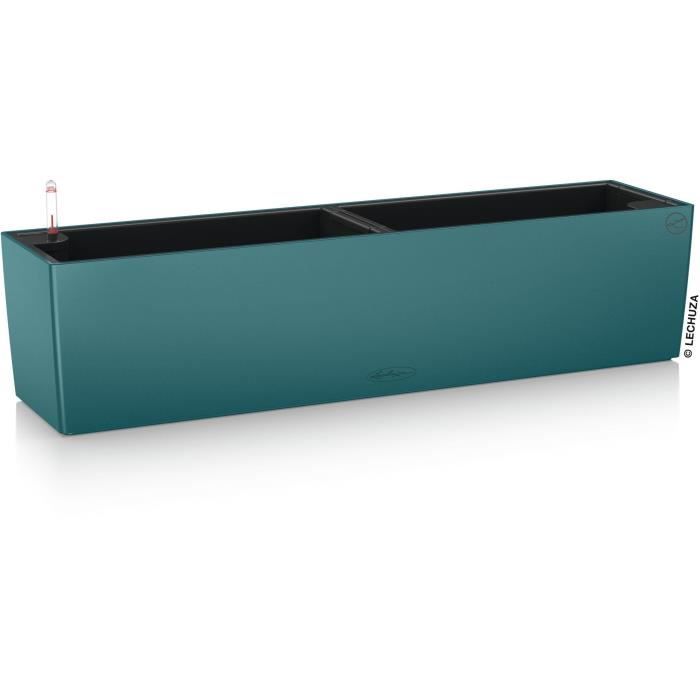 LECHUZA Jardiniere - Balconera Color 80 - 79 x 19 x 19 cm - Kit complet - Bleu pétrole - 12 L