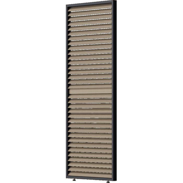 Panneau brise-vue - OMBREA - Ventelles horizontales mobiles - 1 m - Aluminium - Anthracite et ventelles finition bois