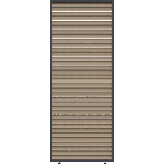 Panneau brise-vue - OMBREA - Ventelles horizontales mobiles - 1 m - Aluminium - Anthracite et ventelles finition bois