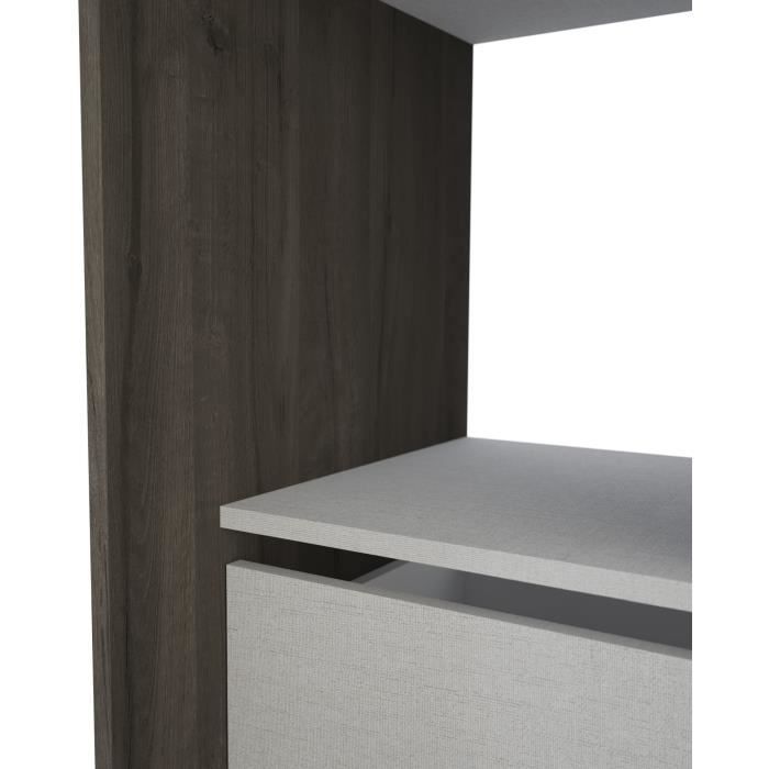 Dressing MONTANA - L115/150 x P49,9 x H183 cm - Décor Chene Waterford et gris clair + rideau - DEMEYERE
