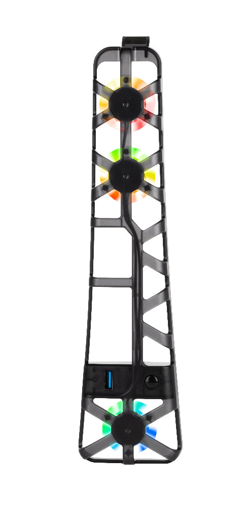 Ventilateur de refroidissement - KONIX - PS5 Slim - 21 x 68 x 40 cm - 3 vitesses - Éclairage LED RVB - Port USB 3.0 - Noir
