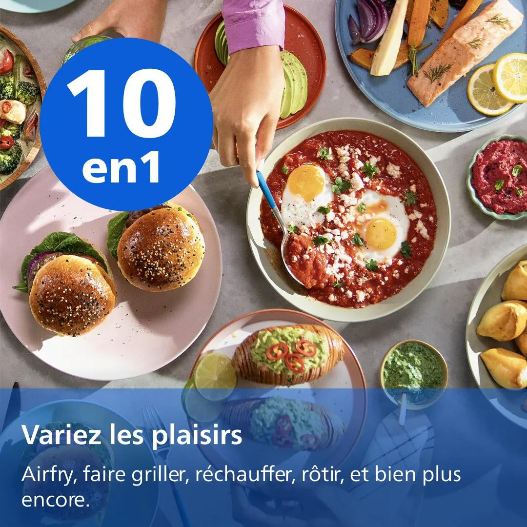 Friteuse sans huile - PHILIPS - NA150/00 - Airfryer Série 1000 - Panier flexible 7.L - Séparateur amovible - 2400W - Noir