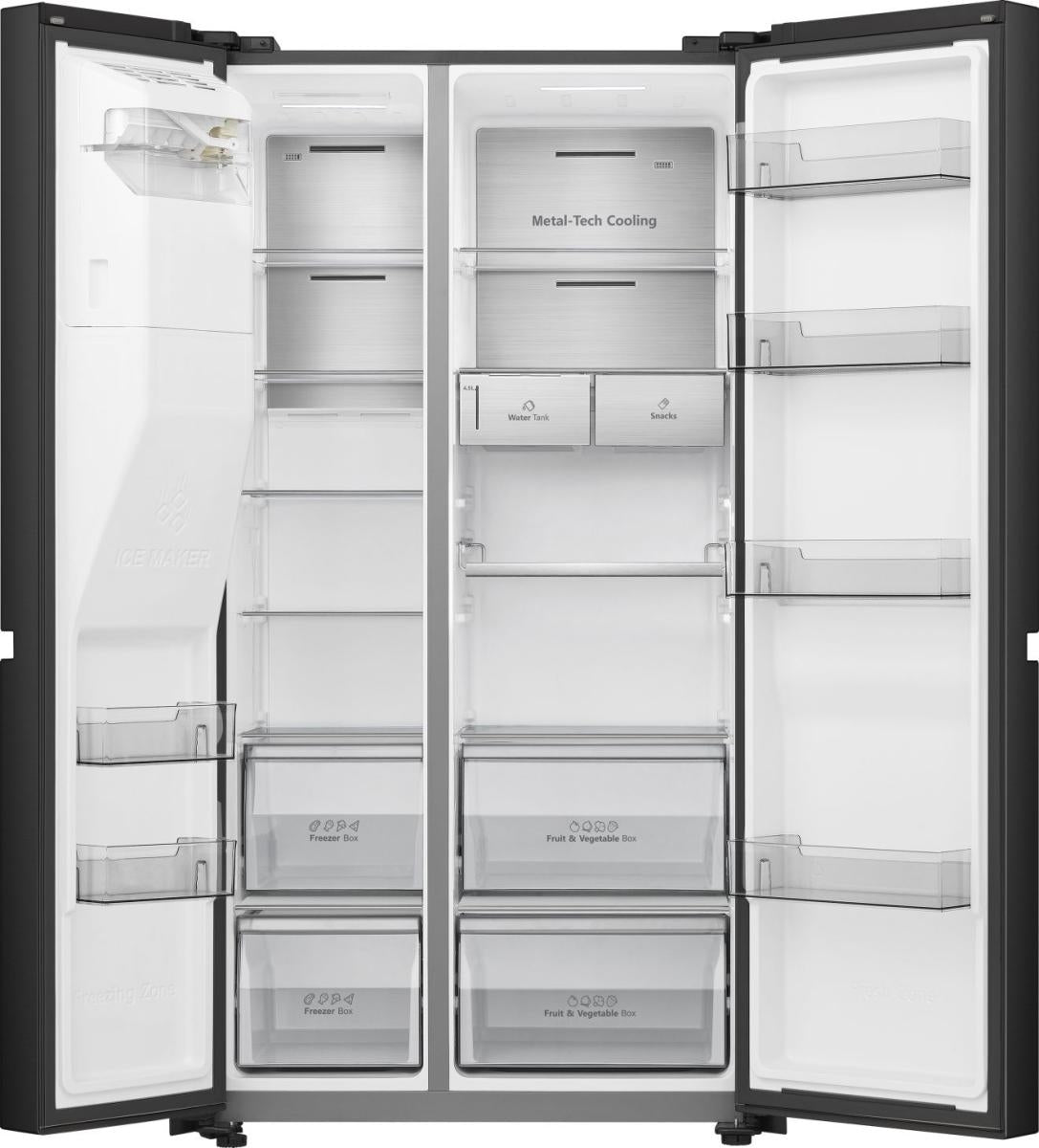 Réfrigérateur Américain - HISENSE - RS818N4TFC - 632 L - Classe C - 91 x 73 x 179 cm - Inox noir