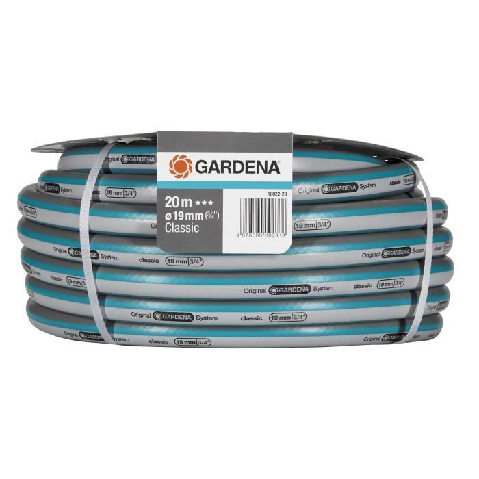 GARDENA Tuyau d'arrosage Classic Longueur 20m Ø19mm Haute résistance pression 22 bar maximum Garantie 12 ans (18022-20)