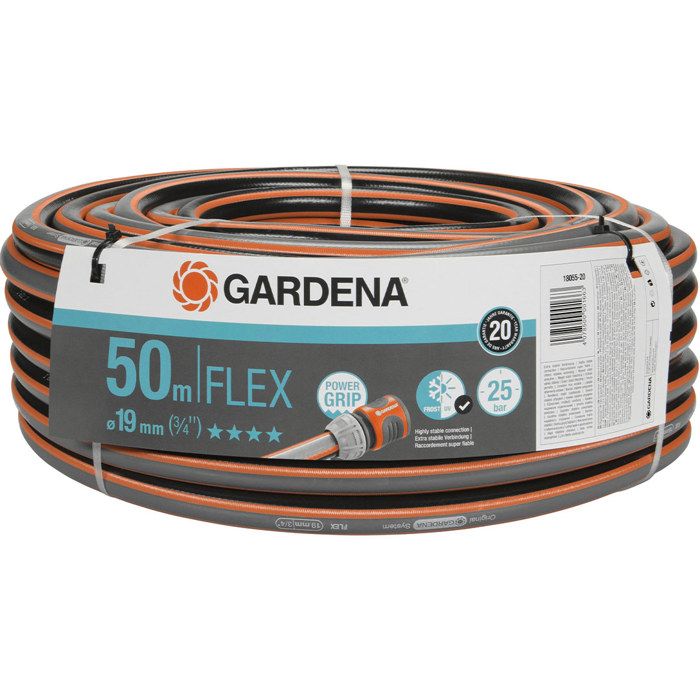 GARDENA Tuyau d'arrosage Comfort FLEX Longueur 50m Ø19mm Anti noeud et indéformable Garantie 20 ans (18055-20)