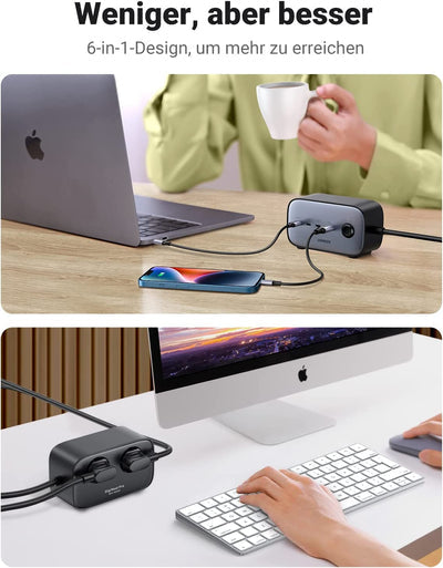 Chargeur rapide de bureau - UGREEN - 65W - Avec prises intégrées - Gris / Noir