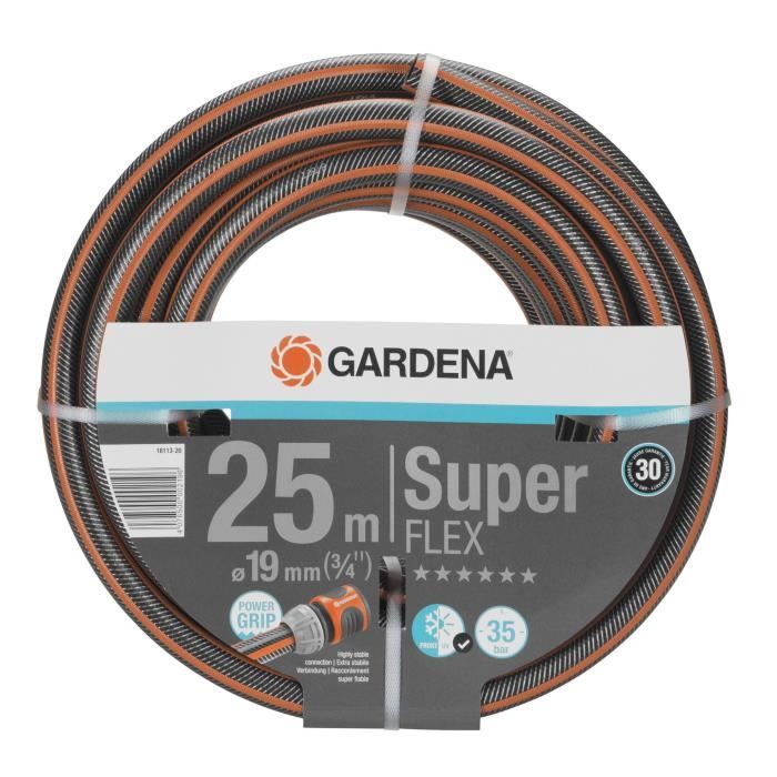GARDENA Tuyau d'arrosage Premium SuperFLEX Longueur 25m Ø19mm Anti noeud et indéformable Garantie 30 ans (18113-20)