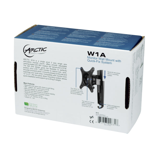 Support mural pour écran Arctic Cooling W1A 13 é 30" (20 kg max)