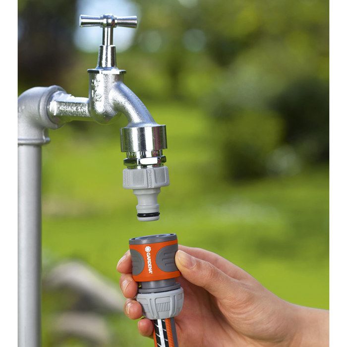 Raccord d'arrosage rapide GARDENA - Adapté tuyau Ř13mm & Ř15mm - Power Grip - Garantie 5 ans