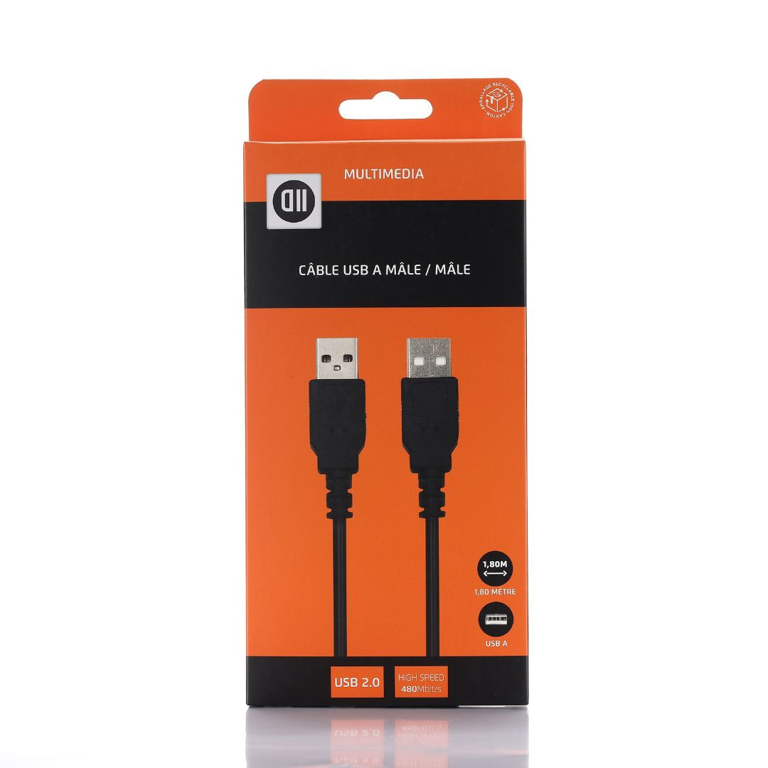 C ble USB2.0 A m le/m le 1.80m noir