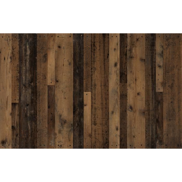 Buffet bas INDY 4 Portes et 1 Tiroir - MÈlaminÈ bois vieilli et gris mat - L 178 x P 40 x H 77 cm