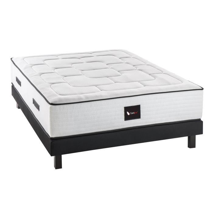 DEKO DREAM Ensemble matelas + sommier bois massif 160 x 200 - 700 ressorts ensachÈs - Medium - HOTEL SANIPUR