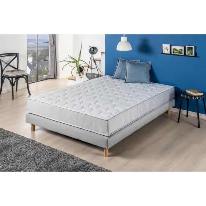 Ensemble Matelas + sommier 160x200 cm - 600 Ressorts ensachÈs - 5 zones de confort - 19 cm - Ferme - DEKO DREAM Springmax