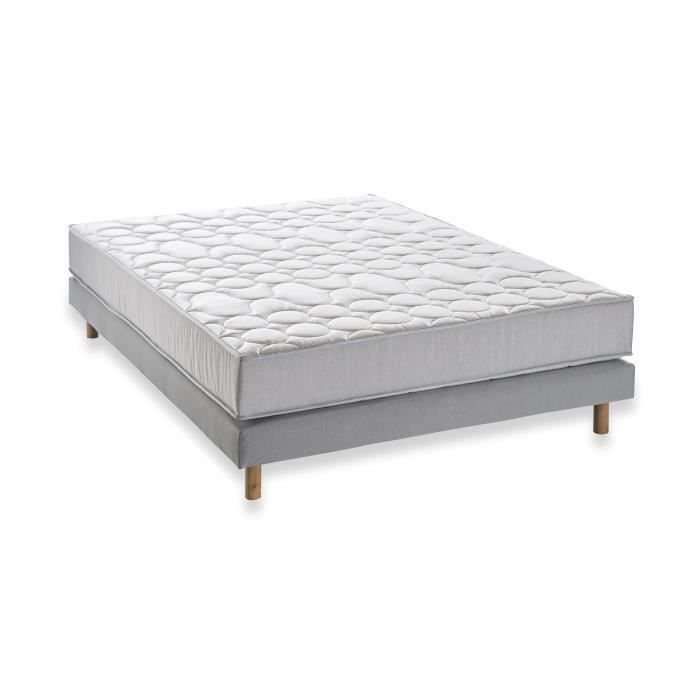 Ensemble Matelas + sommier 160x200 cm - 600 Ressorts ensachÈs - 5 zones de confort - 19 cm - Ferme - DEKO DREAM Springmax