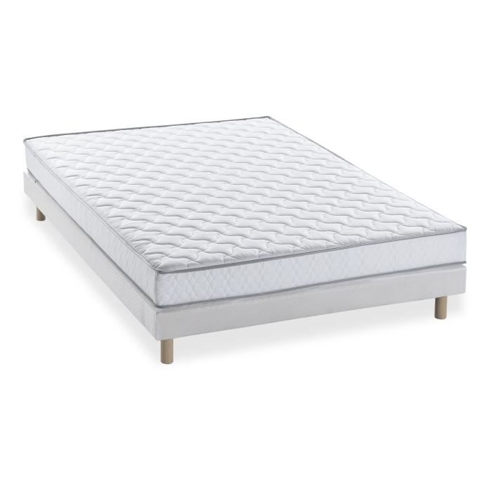 Pack pret a dormir Matelas 140x190 cm + Sommier + Couette + 2 oreillers 60x60 cm - Mousse 14 cm - Ferme - DEKO DREAM TOP