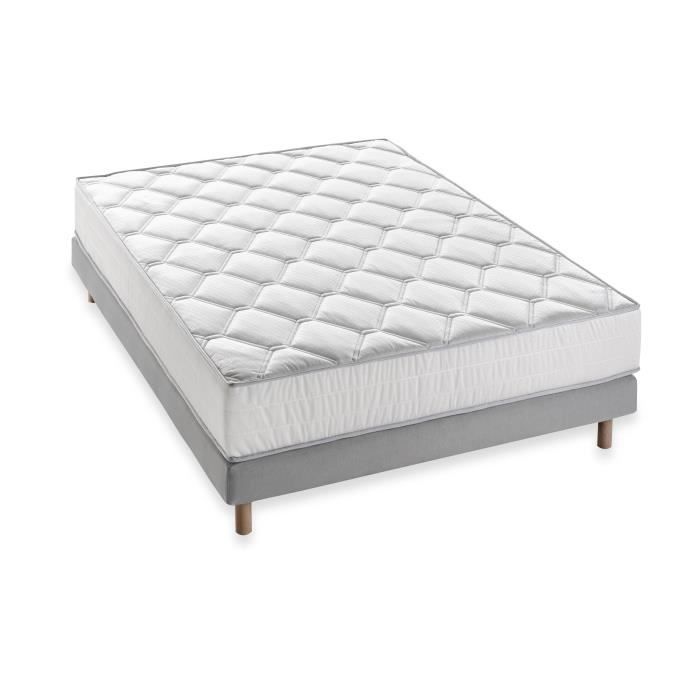 Pack Complet Matelas 160 x 200 cm + Sommier + Couette + 2 Oreillers - 24 cm - DEKO DREAM Malin