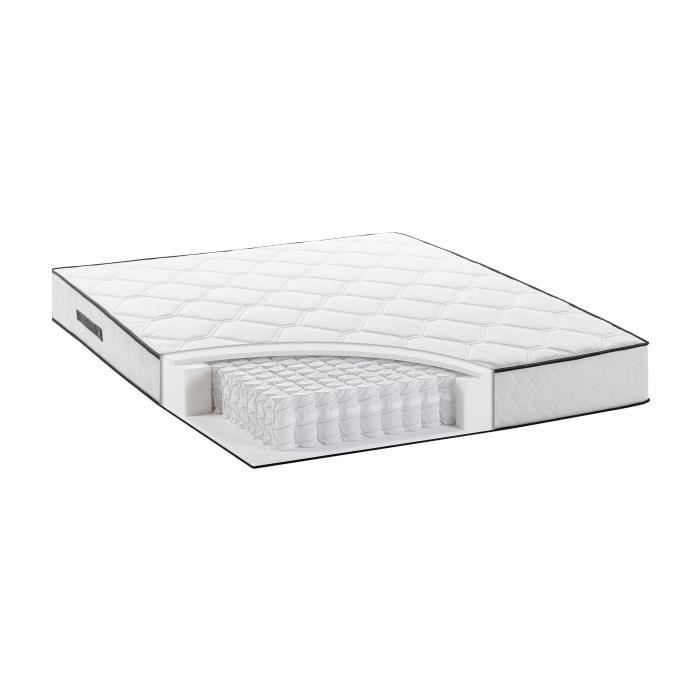 Ensemble matelas + sommier 160 x 200 cm - Ressorts - 7 zones - 19 cm - …quilibrÈ - DEKO DREAM DÈtente