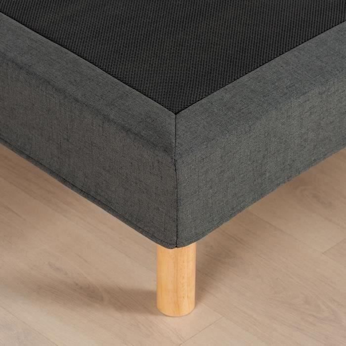 Sommier tapissier - 160x200 cm - Gris anthracite - Kit - DEKO DREAM Eazyx