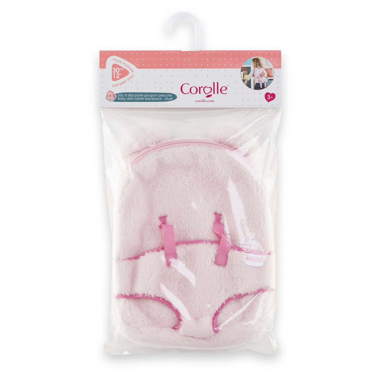 Sac a dos porte-poupon - COROLLE - Peluche rose pour poupon 30 cm - Des 3 ans