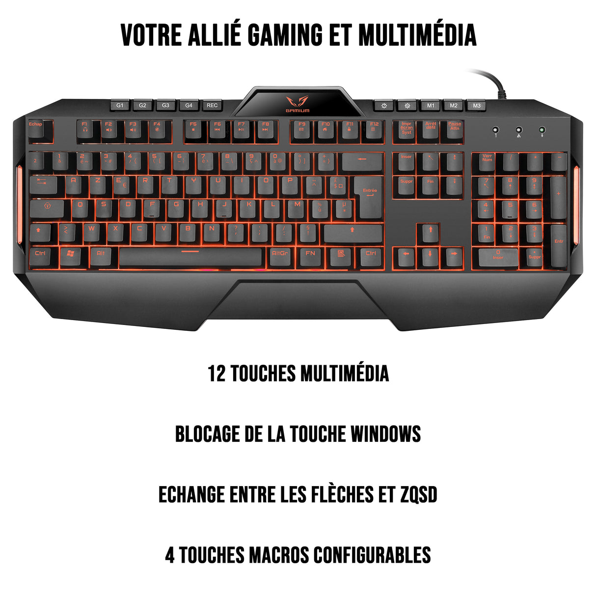 Clavier Gamer Gamium V2 Rétro-éclairage / 4 touches macro 19 touches anti-ghosti