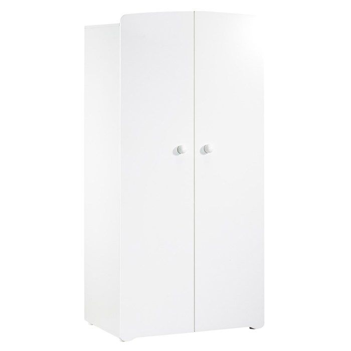Armoire bÈbÈ Basic - Blanche - Boutons boule blanc - 2 portes - Babyprice