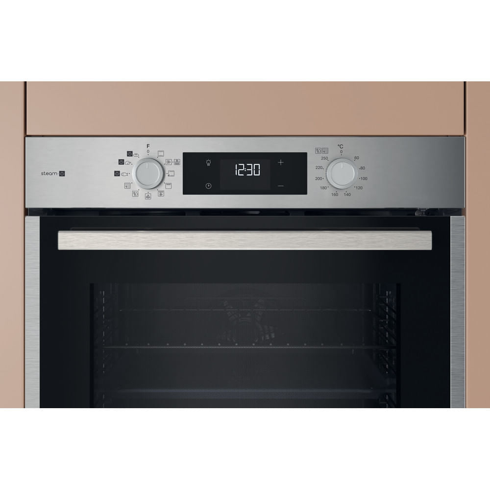 Four encastrable - Pyrolyse hydrolyse - Chaleur pulsée - HOTPOINT - HAO854PSX - Inox - 71 L - A++ - Fonction vapeur