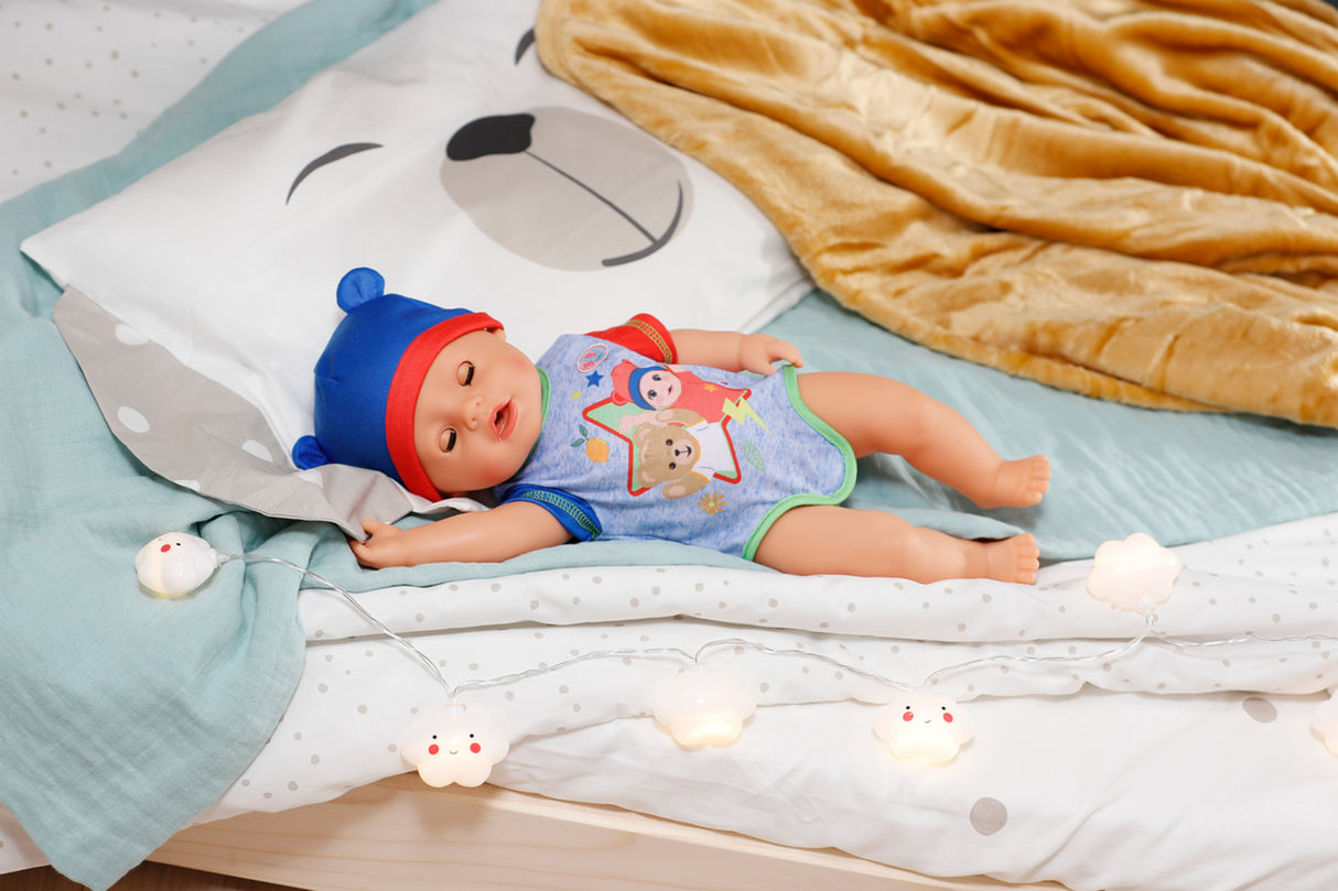 Poupon - BABY BORN - Jonas - 10 fonctions réalistes - 10 accessoires - Bleu et Rouge - 43cm - Des 3 ans