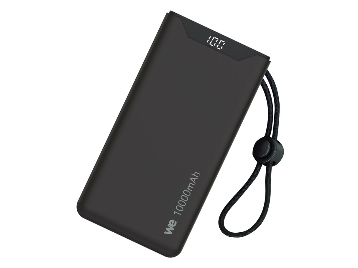 Batterie de secours WE, Power Bank, 10 000 mAh, couleur NOIR 1 port USB-A +1 por