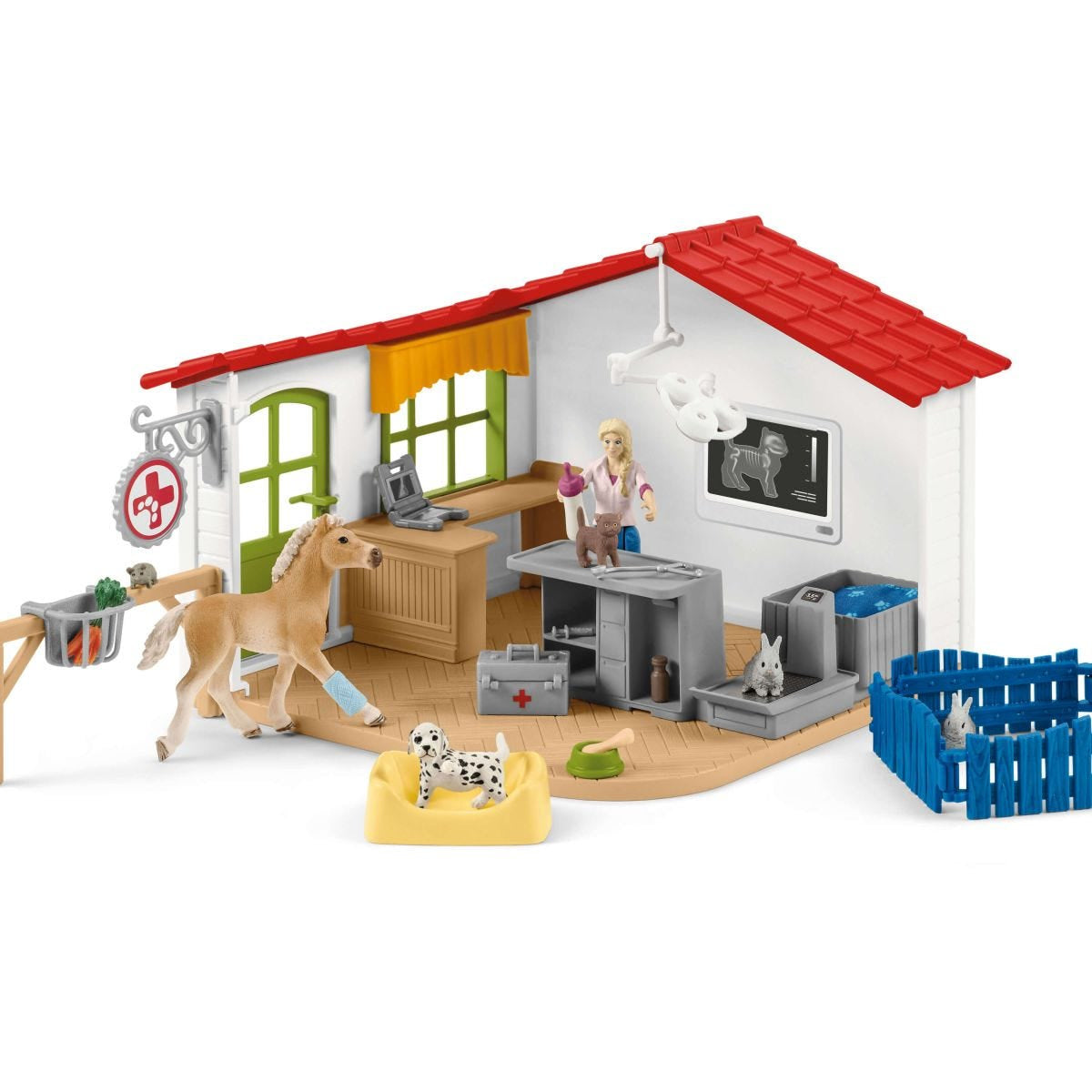 Cabinet vétérinaire avec animaux, coffret de 43 pieces avec figurine vétérinaire, animaux et accessoires, jouets animaux de la