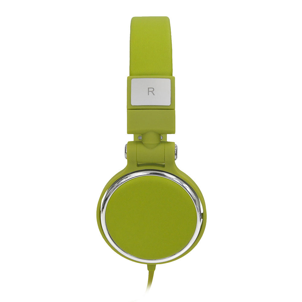 Casque filaire vert avec micro c ble 1.50m arceau réglable effect peau de p che