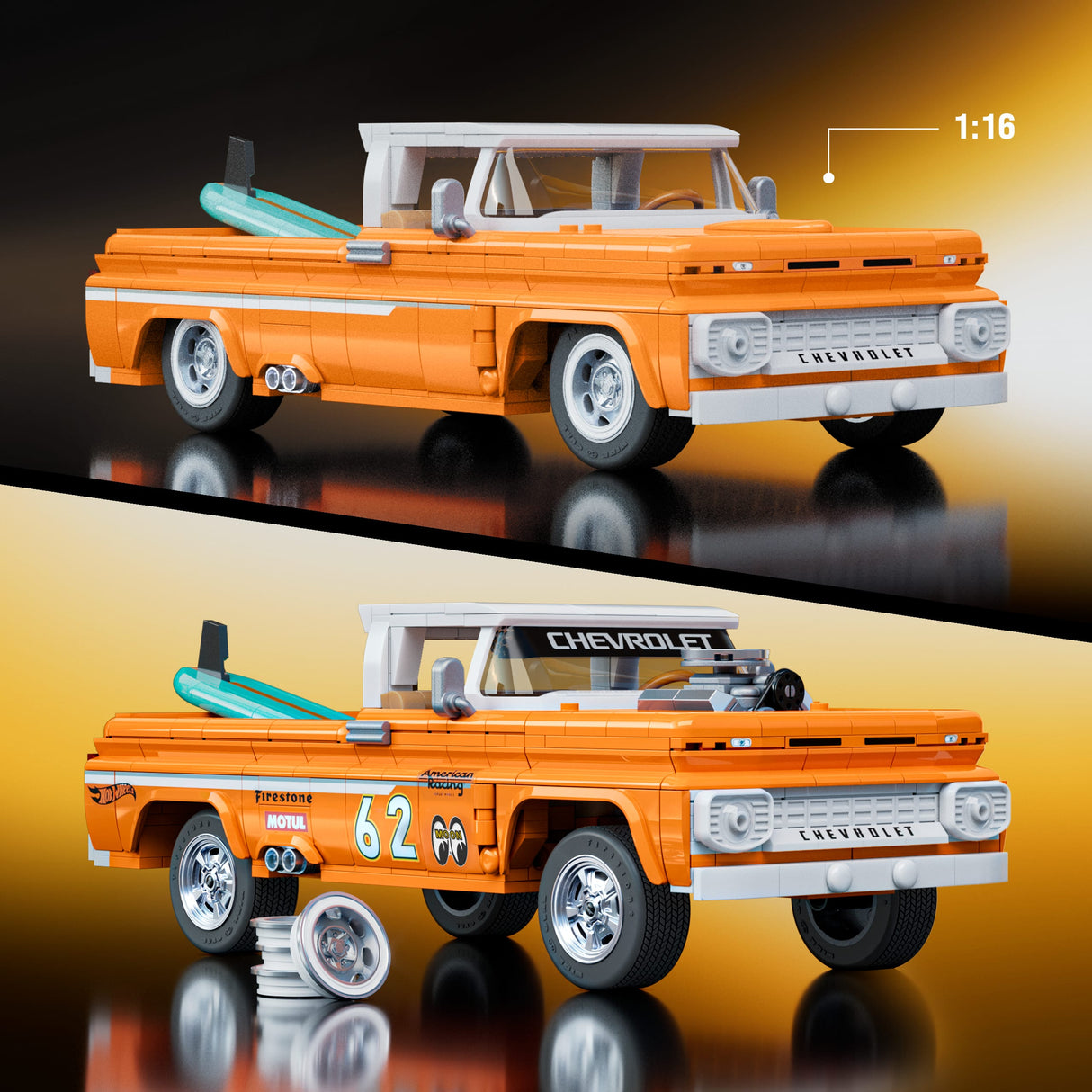Hot Wheels - Coffret de Construction Custom Chevy Pickup 1962 Mattel Brick Shop - Mattel Brick Shop - JFT20