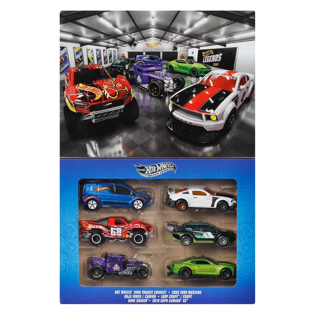 Hot Wheels Coffret Legends, lot de 6 véhicules et camions - en métal moulé - échelle 1/64 - a collectionner - JLB24