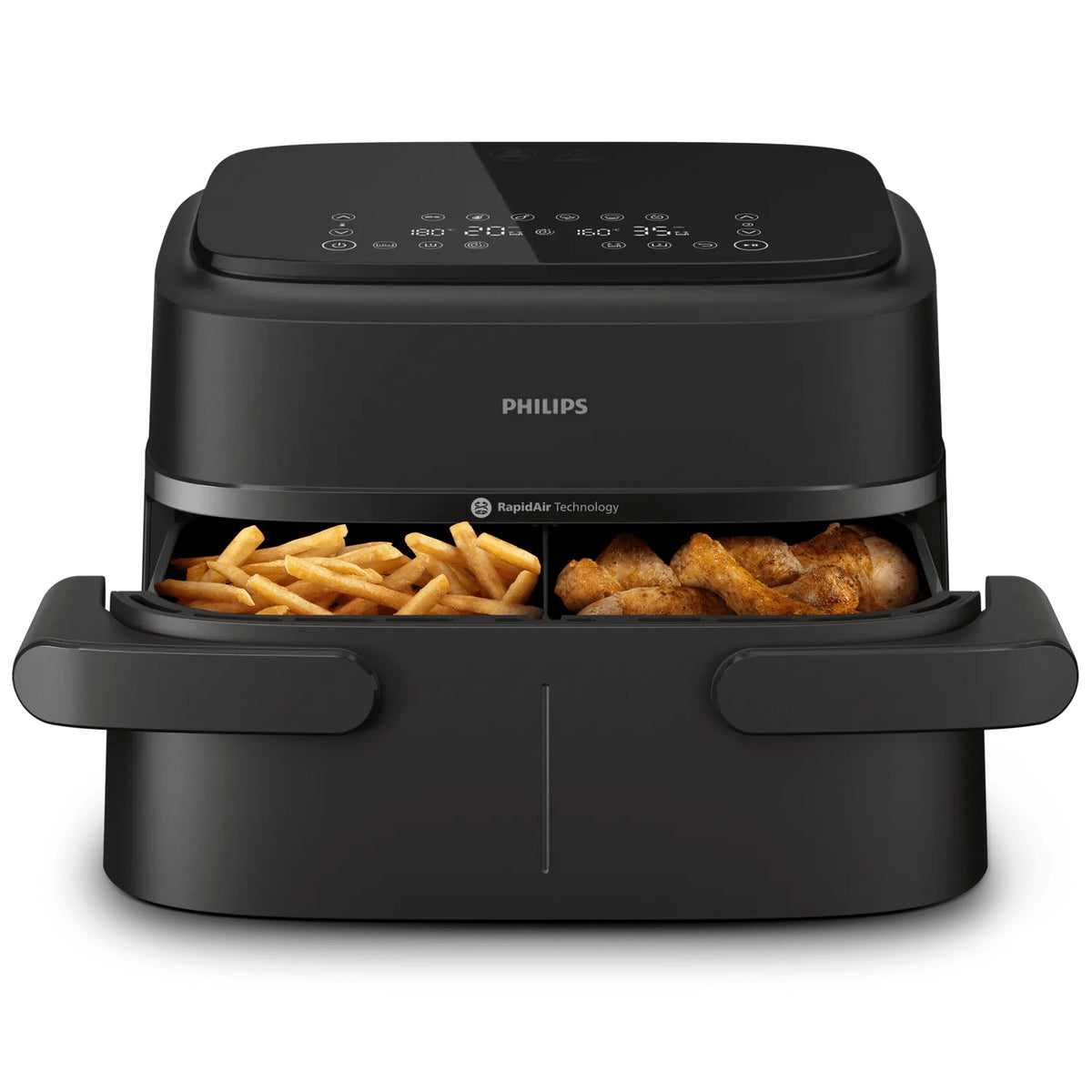 Friteuse sans huile - PHILIPS - NA150/00 - Airfryer Série 1000 - Panier flexible 7.L - Séparateur amovible - 2400W - Noir