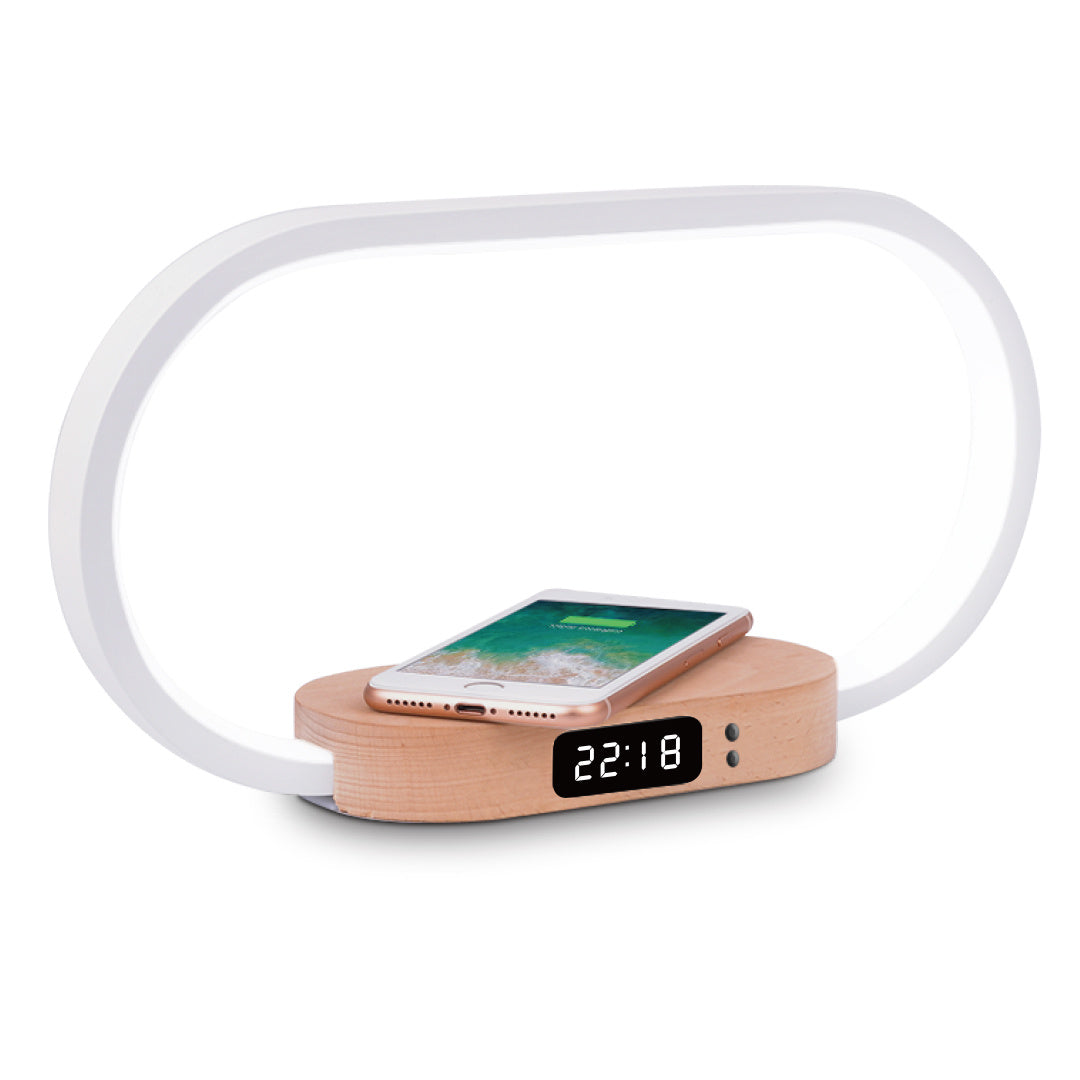 Lampe de chevet avec chargeur induction à 10W, lumiosité réglable, 1 port USB p