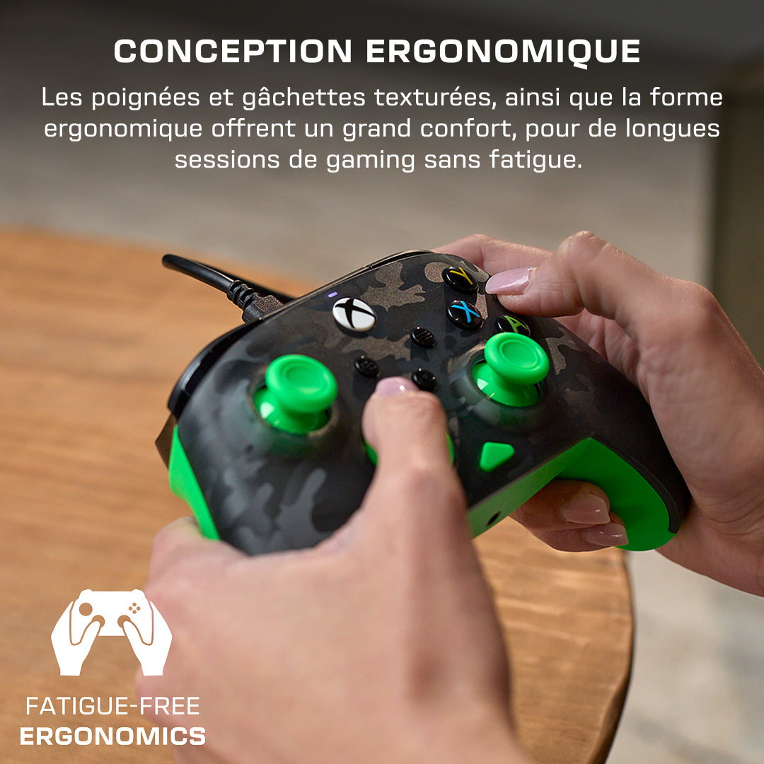 Manette de jeu - Xbox Series X|S, Xbox One et PC - Rematch Core - RGB - Filaire - Camouflage Noir / Vert - TURTLE BEACH