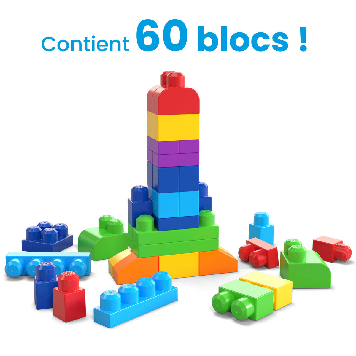 Mega Bloks - Sac Medium Classique 60 briques - Briques de construction - 12 mois et + DCH55