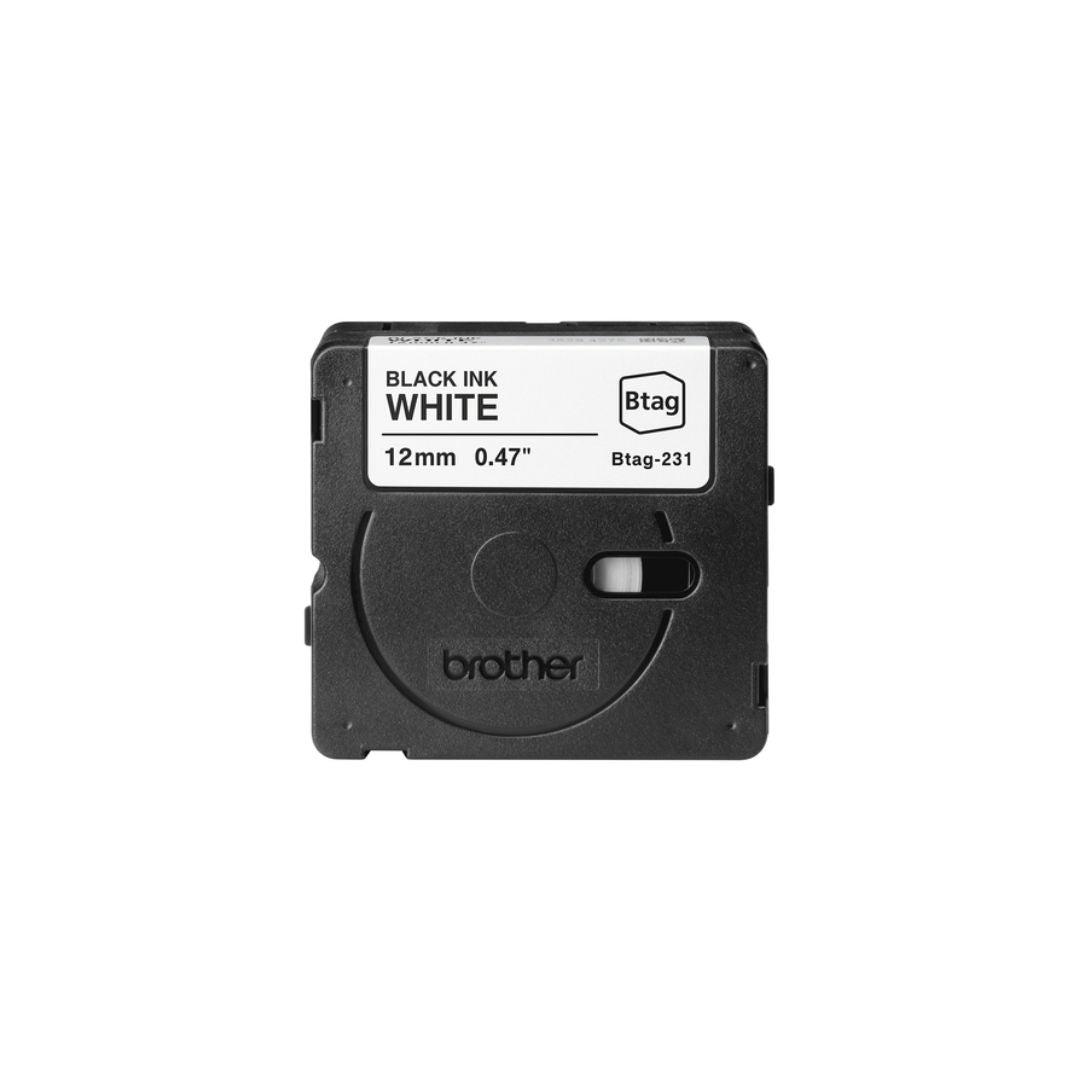 BROTHER Ruban BTAG231 12MM Noir sur Blanc non laminé