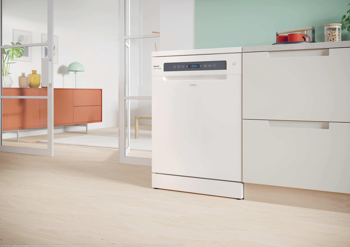 Lave-vaisselle pose libre CANDY CF 4C4F0W? Rapido - 14 couverts - Induction - L60cm - 44dB - Connecté - Blanc