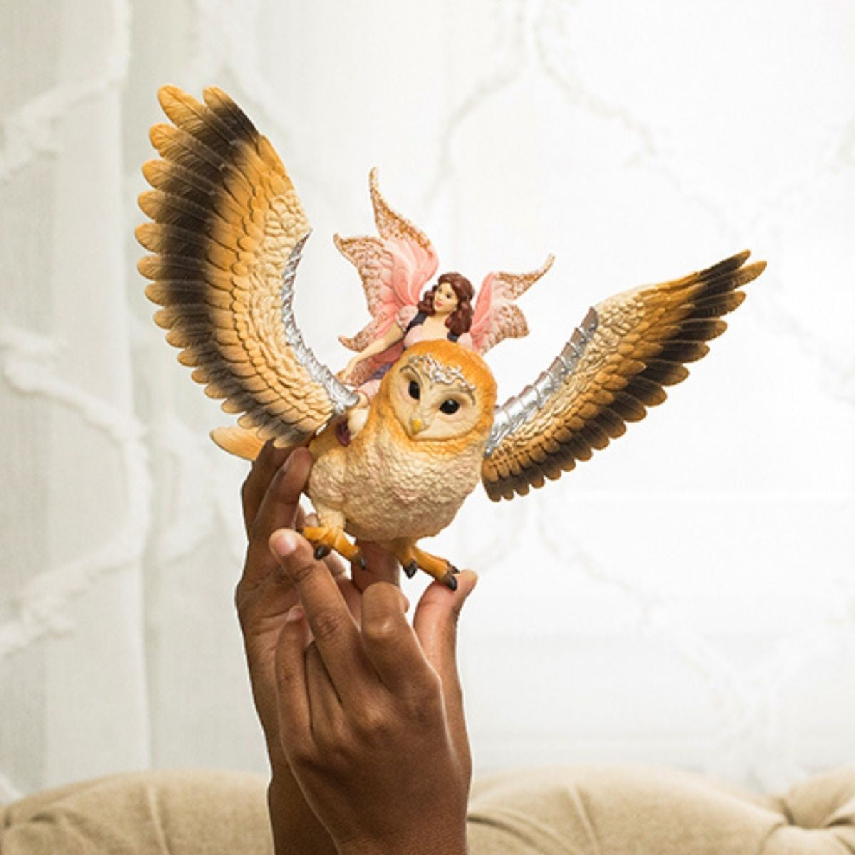 Figurine Elfe sur chouette scintillante, détails tres réalistes, SCHLEICH 70789 Bayala, Des 5 ans