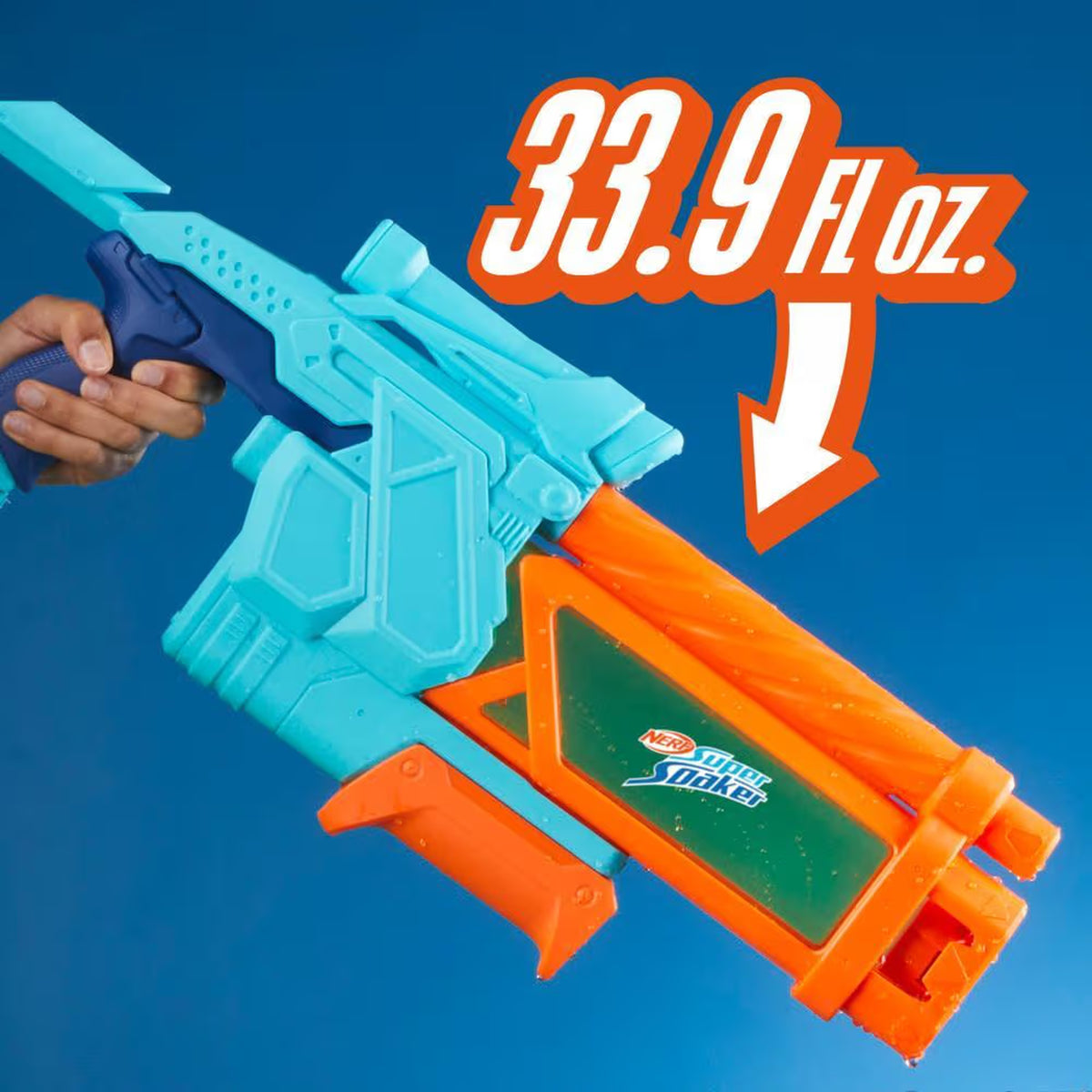 Nerf Pistolet a eau Mega Dunk-Fill, remplissage instantané facile, Réservoir 1L, Nerf Super Soaker, des 6 ans
