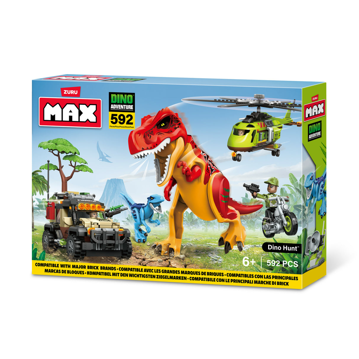 Set de Construction - ZURU - Dino Adventure Dino Hunt (592 pieces) - Aventure préhistorique avec dinosaures et véhicules