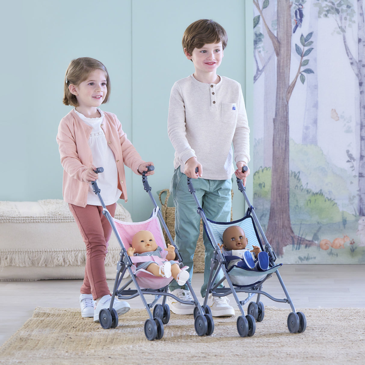 Poussette canne - COROLLE - Sauge - Légere - Pliable - Pour poupons 36/52 cm