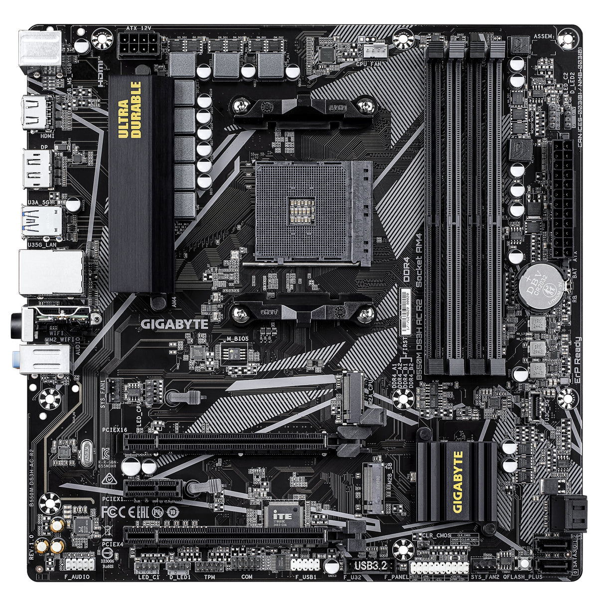 Carte mere - GIGABYTE - B550M DS3H AC R2 - Format Micro-ATX - Chipset AMD B550 - DDR4 & PCIe 4.0 - WiFi AC